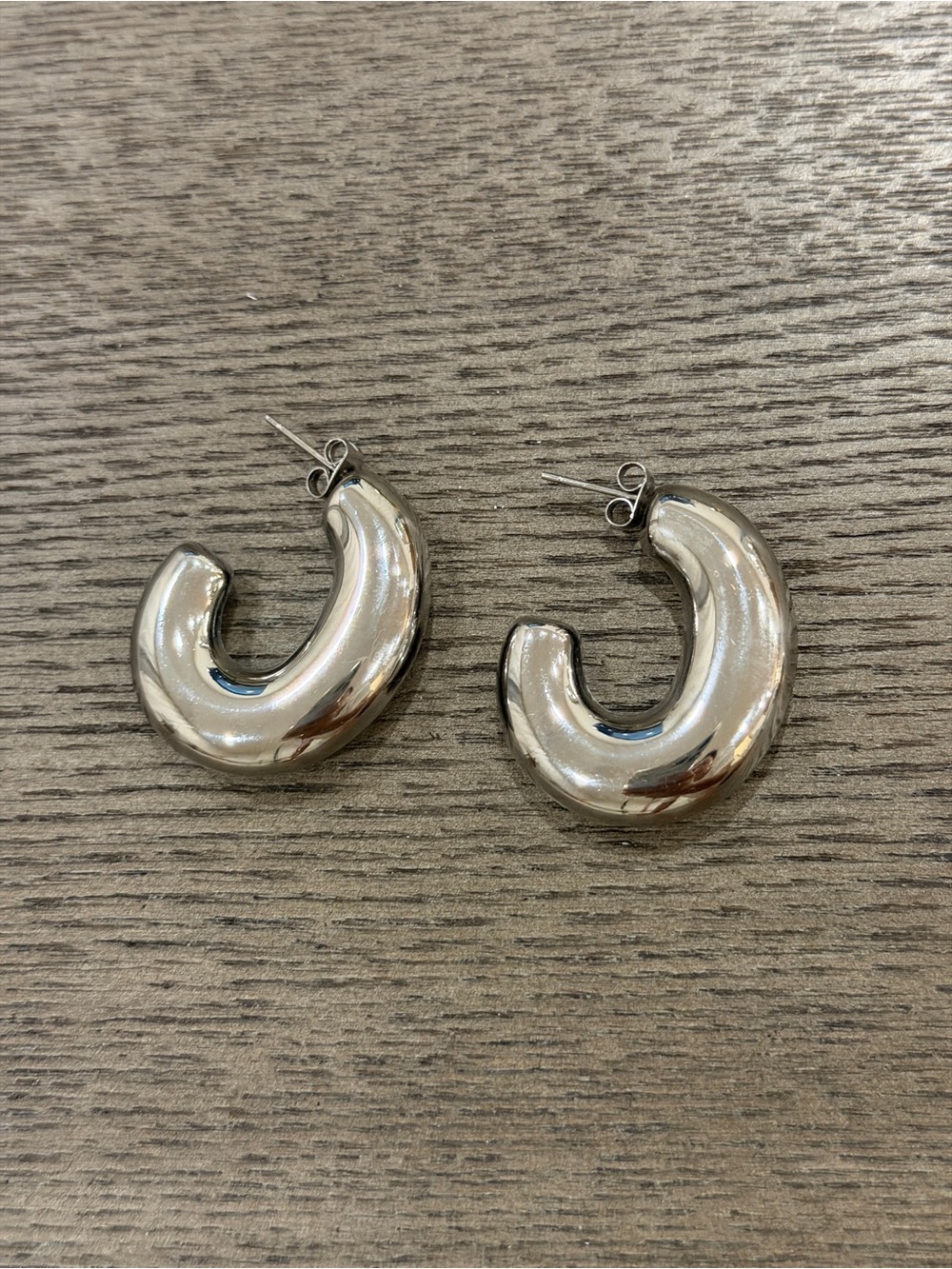 Polished Chunky Silver Hoop Earrings